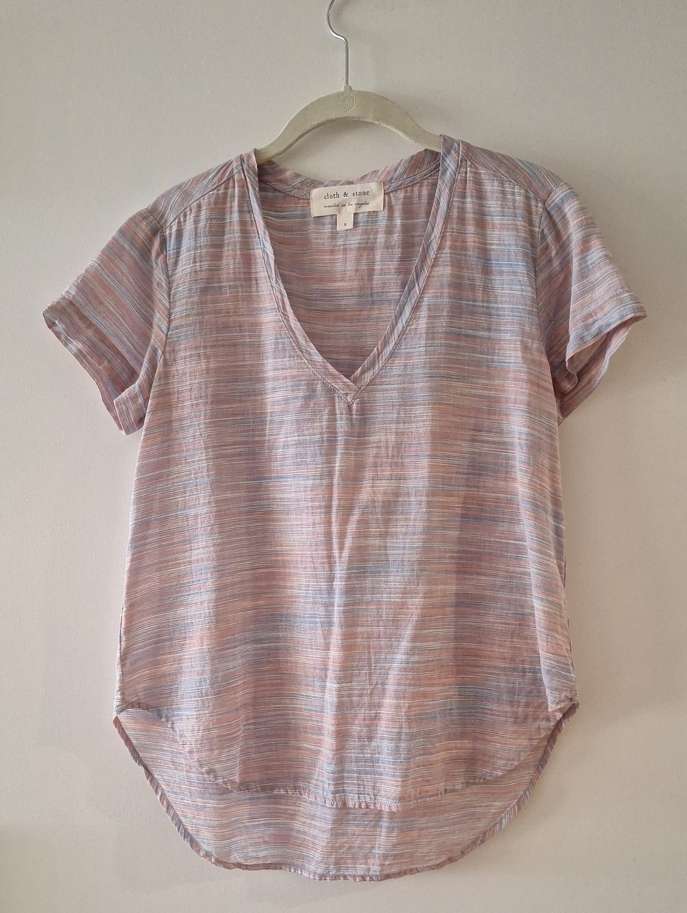 CLOTH & STONE Women's Cotton V-Neck Short Sleeve T Shirt - Size Small